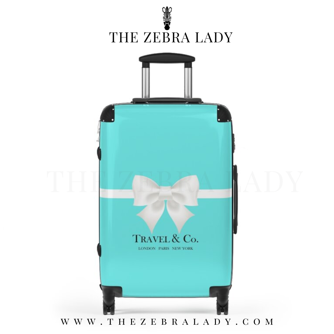 Travel and Co Breakfast at Tiffany's Aqua Suitcase — THE ZEBRA LADY